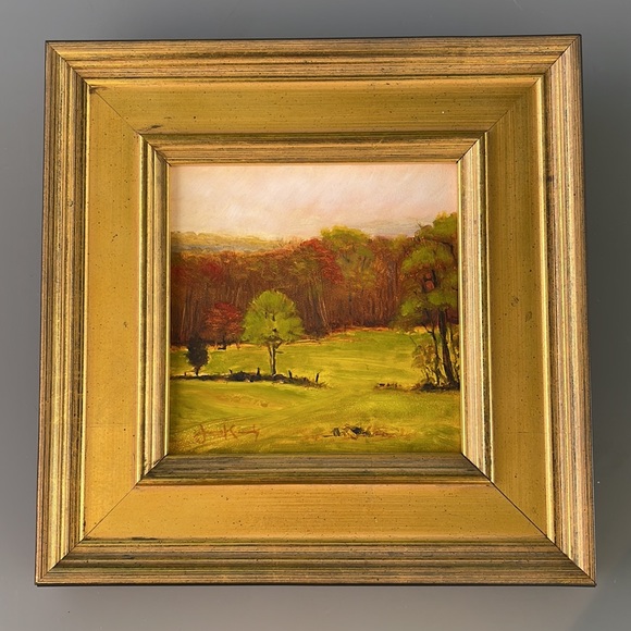 “Landscape in Spring Green” Painting by James Kennedy in custom gold frame. - Picture 10 of 10